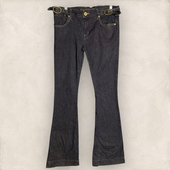 Y2K Guess Jeans Flare Denim Buckle Detail Low Rise Wide Leg Size 29 - Picture 1 of 6